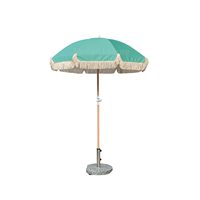 Algida d'extérieur moderne personnalisé pour le Ricard Parasol de plage avec auvent en fibre de verre blanc vert et poteau en bois pour cour ou hôtel