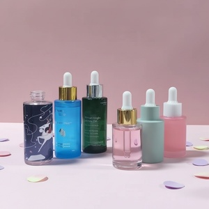 30ml Colorful Printing White Round Glass Thick Bottom Screw Cap Dropper <b>Bottles</b> for Skin Care Serum - Product Image 6