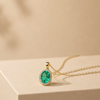 Kalung Liontin Kristal Rhinestone Potongan Oval Minimalis Prancis, Trendi Berlapis Emas 14K, Perhiasan Rantai Mewah Ringan untuk Wanita