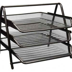 Mesh Wire Desk Organizer <b>File</b> Holder Document Tray 3 Parts Metal - Product Image 1