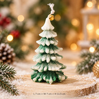 Arovi - Bougie de Noël parfumée en gros en stock, design sapin enneigé avec boîte cadeau de Noël, couleur et parfum personnalisables