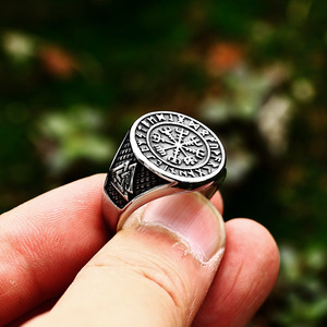 Bagues en acier inoxydable pour hommes, soldat en acier, mystérieux, nordique, Viking, Rune, Punk, SS8-885R - Product Image 6