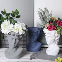 Portrait créatif pas cher Art européen rétro Statue de David Tête de vase en céramique Tête de pot de fleur