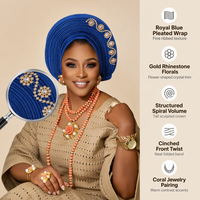 Zifeng OEM Turban de mariage ethnique pour femme, style Gele, avec strass, pré-noué, style africain, pour fête