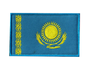 Bandera de Kazajstán (azul), venta al por mayor, bandera nacional de Asia, insignia bordada, brazalete de velcro, tela, impresión Digital, Stock - Product Image 1