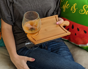 Tabla de cortar de bambú, soporte para copas de vino, cocina, madera, queso y vino, tabla de charcutería, Idea de regalo, rompecabezas, tabla de cortar de madera - Product Image 5