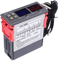 Robotlinking STC-3008 DC12V/24V/ AC110-220V Contrôleur de température à double affichage et double température réglable avec câble de 1 m
