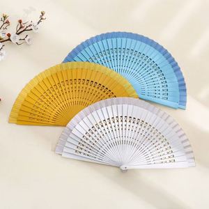 Abanico de mano plegable personalizado con impresión a medida, de tela, de madera, de bambú español pintado, para promoción, al por mayor - Product Image 1