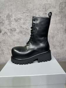 Bottes à lacets en cuir véritable JiuZhou 2025 pour hommes et femmes - Chaussures décontractées noires classiques confortables et luxueuses - Product Image 4