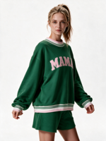 Sweat-shirt personnalisé à col montant pour femme 2026 – Coupe oversize courte pour adolescentes, manches longues amples, mode hiver