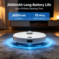 Robot aspirateur laser avec évitement d'objets, aspiration 2700Pa, station de vidage automatique, contrôle par application, 110 min d'autonomie, capacité de franchissement de 20 mm