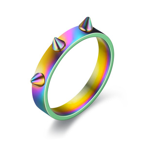 Spiked Punk <b>Ring</b> | 18K PVD Gold Plated Stainless Steel Cone Stud Band Unisex <b>Statement</b> Jewelry Wholesale - Product Image 3