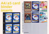 Shenglu A4 A5 Hojas de Recambio Transparentes para Álbum de Tarjetas Deportivas y de Juego, con Perforación Universal, Negras, de 4 Bolsillos y 9 Compartimentos