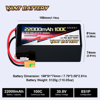 Baterai Drone FPV Tegangan Tinggi 8S LiHV 30.8V 10/12/16/20/22Ah Baterai Lipo untuk Fotografi Udara dan Drone Balap