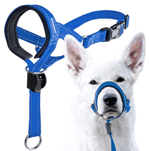 Correa de perro de nailon reflectante ajustable, <span class=keywords><strong>Collar</strong></span> acolchado de neopreno para mascotas, cabeza de perro de liberación rápida de cuero, accesorio para cuello Halter - Product Image 5