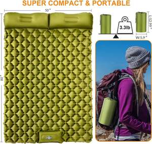 Colchoneta Doble Ultraligera Impermeable para Camping, Colchón para <span class=keywords><strong>2</strong></span> Personas con Almohada Integrada, Bomba de Aire de Pie, Poliéster Puro 50D, Compacta - Product Image 5