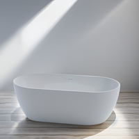 Baignoire autoportante ovale de luxe en acrylique conforme à la norme CE, 1,69 m, pour extérieur, avec drain et trop-plein