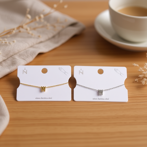 Collier pendentif Plus Era W en acier inoxydable plaqué or, minimaliste, unisexe, bijoux de tous les jours, cadeau - Product Image 2