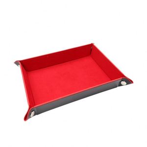 Bandeja de Dados de Terciopelo de Lujo al por Mayor, Plegable en Cuatro Esquinas, Material PU, Forma Cuadrada, Almacenamiento para Juegos - Product Image 4