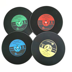 Retro Vinyl Record Shaped Silicone PVC Drink Coaster Rubber <b>Round</b> Cup Mat Non Slip Heat Resistant <b>Table</b> Protector Pad - Product Image 6