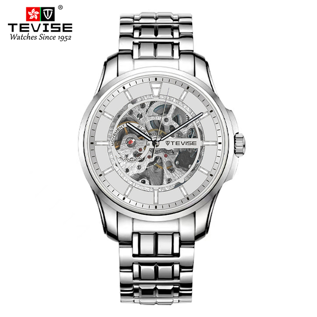 Business TEVISE Wholesale Custom Logo Men Mechanical Automatic Watch with Hollow Out Design OEM