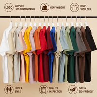 T-shirt en coton épais 280g pour homme, col rond, épaules tombantes, coupe ample, uni, vierge, unisexe, vente en gros, logo personnalisé, OEM