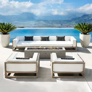 Wholesale teak outdoor furniture with waterproof fabric garden patio courtyard sofa set