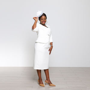 Trajes Formales para Mujer, Trajes de Iglesia, Vestido Blanco Tipo Lápiz - Product Image 3