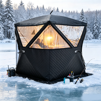 Tente de pêche à trois niveaux en Oxford 210D, directement de l'usine, isolée pour l'hiver, épaissie, grande fenêtre, ouverture rapide, type sauna tubulaire
