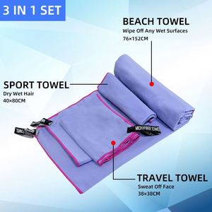 Ensemble de 3 serviettes de sport en microfibre personnalisées avec logo, tissées à carreaux, super absorbantes, séchage rapide, légères - Product Image 2