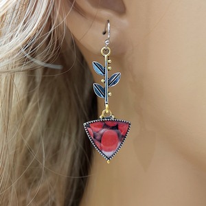 Orecchini Pendenti a Triangolo con Accenti in Pietra Colorata, Stile Vintage, Accessori di Moda per Donne - Product Image 2