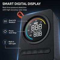 Gonfleur de pneus sans fil portable, double écran numérique RGB, pompe à air rechargeable, arrêt automatique programmé, lumière LED pour les urgences automobiles