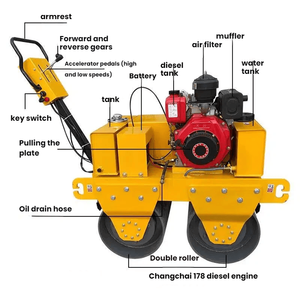 รถบดถนนเหล็กแบบมือถือ รถบดแอสฟัลต์แบบเดินตาม รถบดถนนแบบลูกกลิ้งคู่ รถบดถนนแบบสั่นสะเทือน ลดราคาพิเศษ - Product Image 3