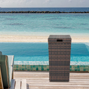 Cubo de Basura de Ratán Marrón Db con Tapa de Hierro, Muebles Modernos para Patio Exterior, Resistentes al Agua, Decoración de Jardín - Product Image 3