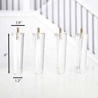 Pieds de meubles élégants en acrylique cristal de verre transparent, pieds modernes et robustes pour banc de lit, canapé et table console
