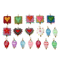 Pendentifs en verre colorés en forme de cœur, de fleur, de poisson, accessoires de bijoux mignons pour collier, bracelet, artisanat, breloques, fabrication de bijoux