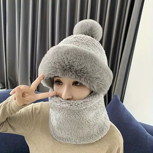 Gorros de senderismo de Invierno para <span class=keywords><strong>mujer</strong></span>, gorros cálidos de lana con gorros de bufanda, calentador de <span class=keywords><strong>cuello</strong></span> para hombres y niños, gorros Skullies - Product Image 2