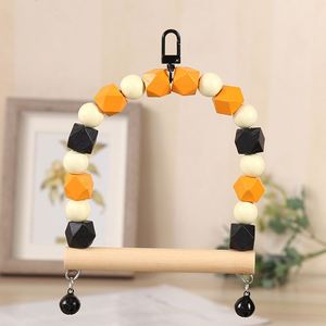 ของเล่นฝึกนกแก้วแบบอินเทอร์แอคทีฟ ทำจากลูกปัดไม้เป็นมิตรกับสิ่งแวดล้อม พร้อมที่นั่งและชิงช้า - Product Image 4