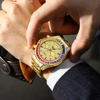 Reloj Cronógrafo de Acero Inoxidable de Lujo para Hombre con Logotipo Personalizado, Relojes Mecánicos Automáticos Clásicos con Zafiro y Moissanita de Colores