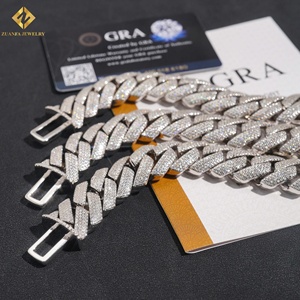 925 <b>Silver</b> Moissanite Cuban Link <b>Bracelet</b> Rhodium Plated GRA Certified 20mm Hip Hop Men's Luxury Chain <b>Bracelet</b> - Product Image 6