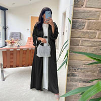 Liu Ming-Abayas à manches longues à lacets, vêtements décontractés de couleur unie avec strass, robe pour femmes musulmanes