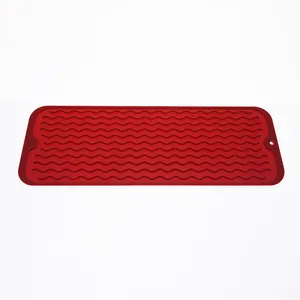 排水垫硅胶盘干燥排水垫台面防滑厨房易清洁硅胶支架opp袋红色现代2件