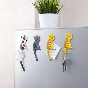 grigio frigo magneti Suppliers-Cartoon Cat tappetini per frigorifero gancio pieghevole frigorifero decorazione magnete per frigorifero lavagna adesiva ufficio magneti forti