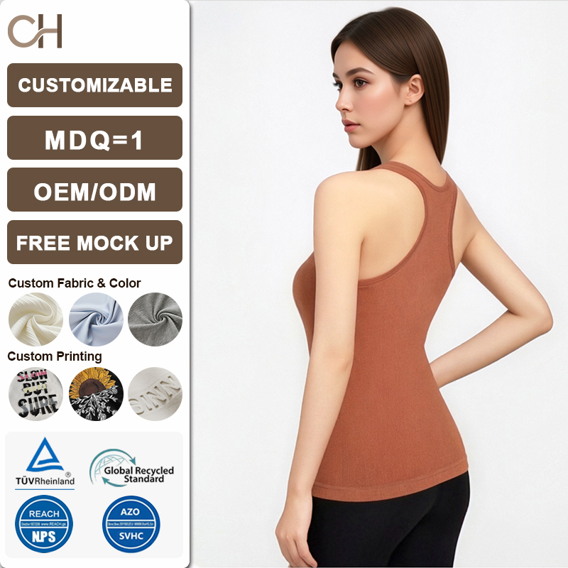 Women's Double Layer Yoga Tank High Stretch Moisture Wicking Shockproof Built-in Cup Breathable Top for Workout Fitness