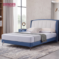 LOONGFUNG Lit en cuir véritable durable avec cadre en pin séché au four, sommier à lattes, tête de lit rembourrée longue durée, tailles King et Queen