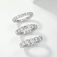 Bague Exquise en Argent S925 et Moissanite, Anneau Complet, Luxe Léger, Bague Éternelle Simple et Polyvalente, Accessoire Anneau Fermé