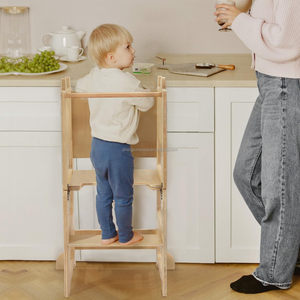 Taburete de <span class=keywords><strong>cocina</strong></span> plegable lindo 3 en 1 de pie de madera Montessori Original torre de aprendizaje ayudante con pizarra <span class=keywords><strong>para</strong></span> niños pequeños - Product Image 4