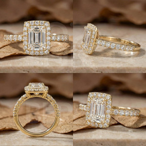 IGI Certified CVD Lab Grown Diamond Engagement <b>Ring</b> Women Custom 925 <b>Silver</b> Vvs Lab Created Diamond <b>Emerald</b> Halo <b>Ring</b> Jewelry - Product Image 2