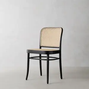 Chaise de café en rotin naturel de Style nouveau, chaise de salle à manger en bois de hêtre pour Restaurant