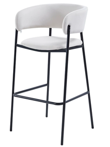 Luxury Modern Bar <b>Stool</b> with Fabric Upholstered <b>Seat</b> Sturdy Iron Frame for Indoor Kitchen Island & Home Bar Counter Seating - Product Image 1